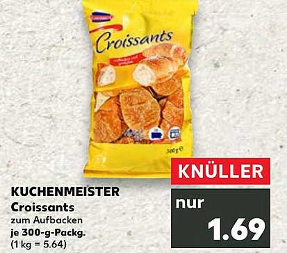 KUCHENMEISTER Croissants zum Aufbacken je 300-g-Pack.