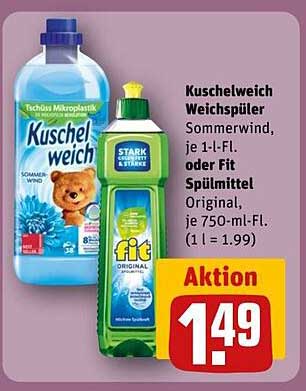 Kuschelweich Weichspüler Sommerwind oder Fit Spülmittel Original