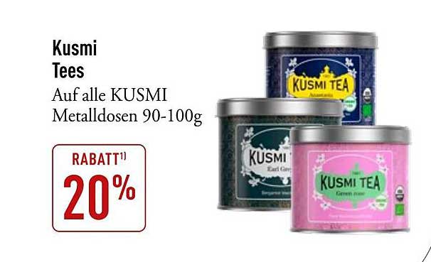 Kusmi Tees – 20% Rabatt auf alle KUSMI Metalldosen 90-100g