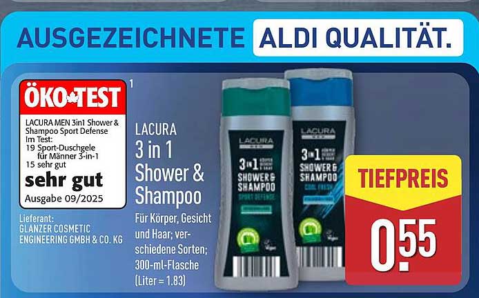 LACURA 3 in 1 Shower & Shampoo Sport Defense 300 ml