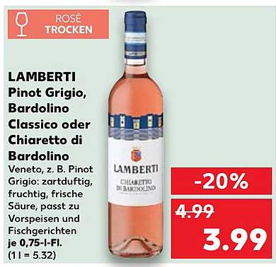 Lamberti Pinot Grigio, Bardolino Classico oder Chiaretto di Bardolino - Rosé Trocken