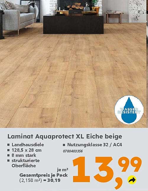 Laminat Aquaprotect XL Eiche beige