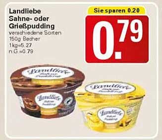 Landliebe Sahne- oder Grießpudding 150g Becher