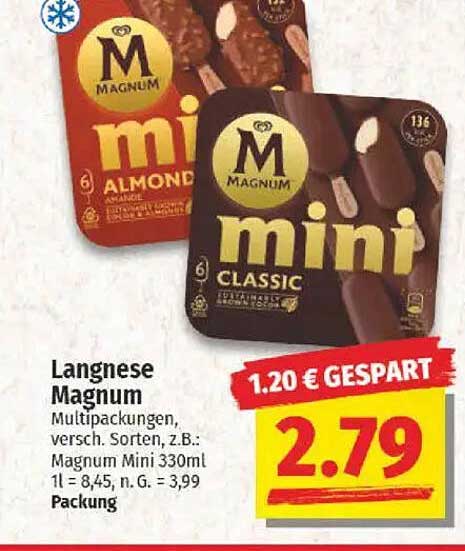 Langnese Magnum Mini Multipackungen, verschiedene Sorten