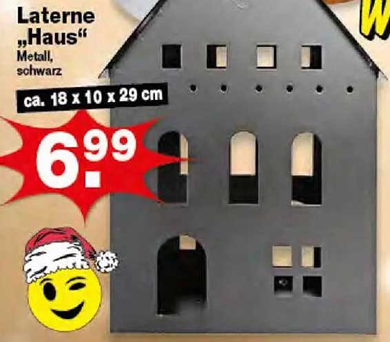 Laterne "Haus" aus Metall, schwarz