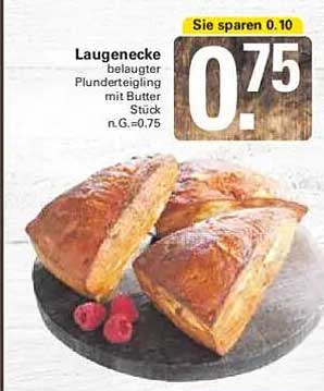 Laugenecke – belaugter Plunderteigling mit Butter Stück