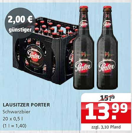 LAUSITZER PORTER Schwarzbier 20 x 0,5 l