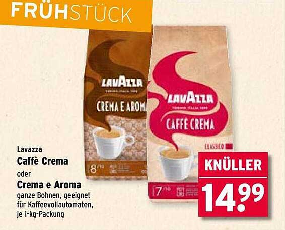 Lavazza Caffe Crema oder Crema e Aroma ganze Bohnen, 1-kg-Packung