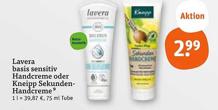 Lavera basis sensitiv Handcreme oder Kneipp Sekunden-Handcreme