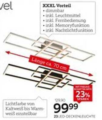 LED-Deckenleuchte mit Fernbedienung und Memoryfunktion
