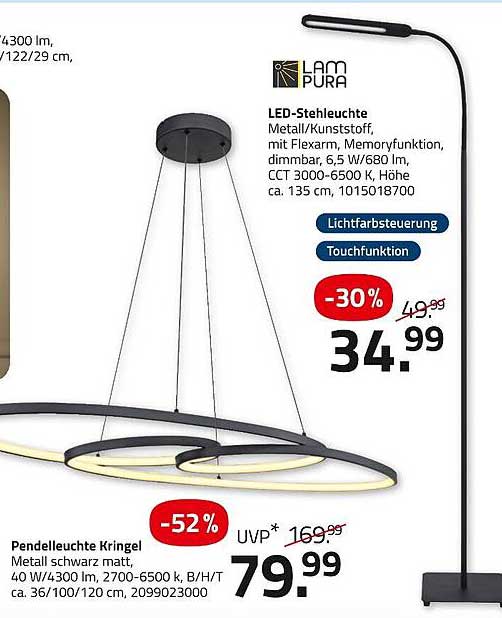 LED-Stehleuchte - 30% Rabatt auf die UVP