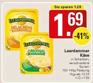 Leerdammer Käse in Scheiben, verschiedene Sorten