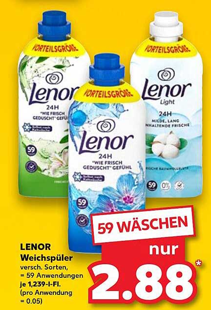 LENOR Weichspüler – 59 Wäschen für nur 2,88 €