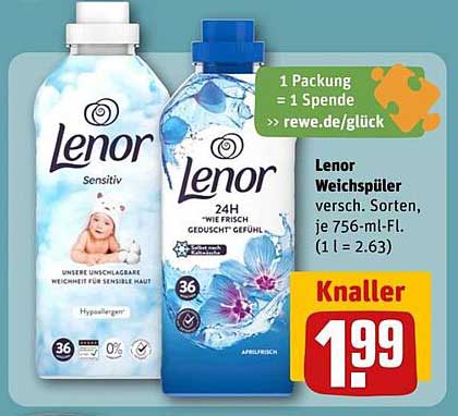 Lenor Weichspüler versch. Sorten, je 756-ml-Fl.