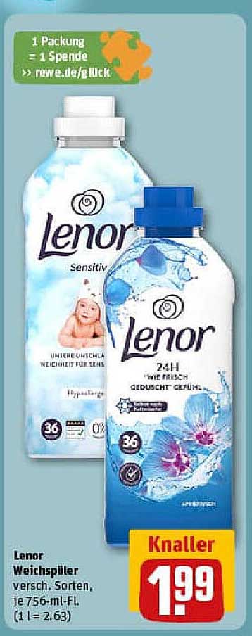 Lenor Weichspüler, verschiedene Sorten, je 756-ml-Flasche