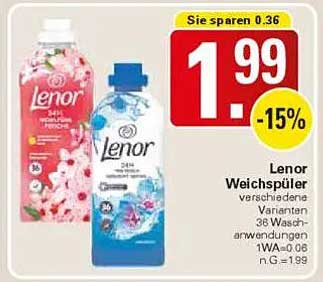 Lenor Weichspüler verschiedene Varianten 38 Wasch Anwendungen