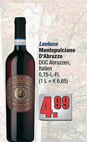 Leoluce Montepulciano D'Abruzzo DOC Abbruzzen, Italien