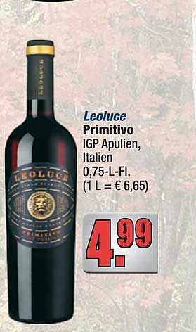 Leoluce Primitivo IGP Apulien, Italien 0,75-L-Flasche
