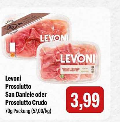 Levoni Prosciutto San Daniele oder Prosciutto Crudo 70g Packung
