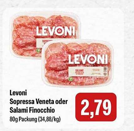 Levoni Sopressa Veneta oder Salami Finocchio 80g Packung