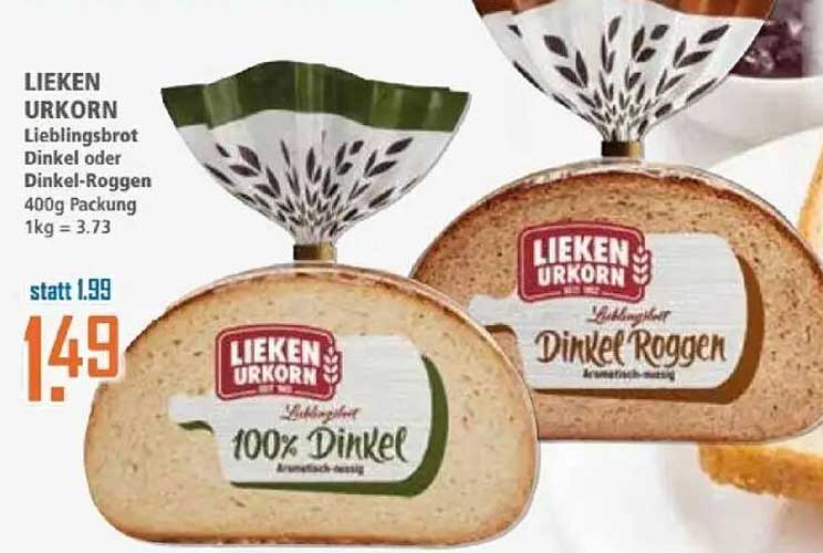 LIEKEN URKORN Lieblingsbrot Dinkel oder Dinkel-Roggen 400g