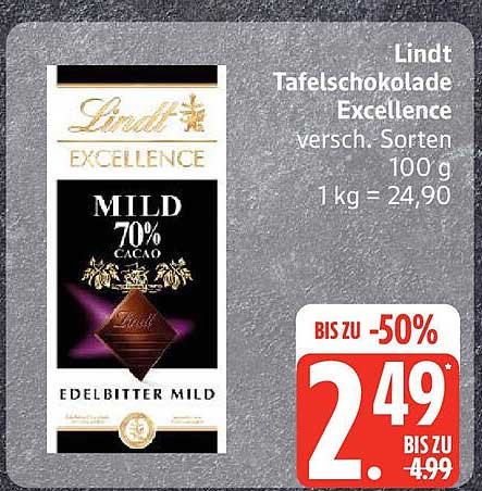Lindt Tafelschokolade Excellence 100 g - Edelbitter Mild