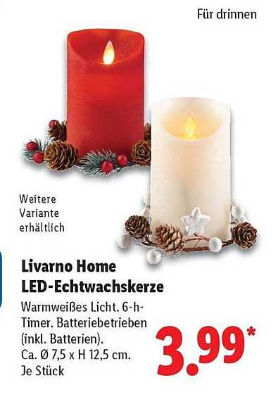 Livarnо Home LED-Echtwachskerze