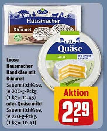 Loose Hausmacher Handkäse mit Kümmel oder Quäse mild