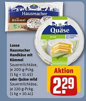 Loose Hausmacher Handkäse mit Kümmel oder Quäse mild