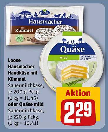 Loose Hausmacher Handkäse mit Kümmel oder Quäse mild