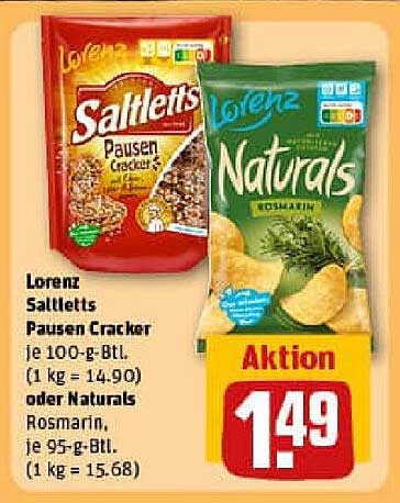 Lorenz Saltletts Pausen Cracker oder Naturals Rosmarin