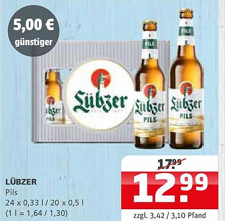 LÜBZER Pils 24 x 0,33 l / 20 x 0,5 l