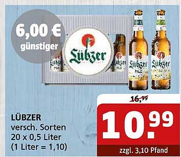 LÜBZER verschiedene Sorten 20 x 0,5 Liter