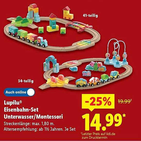 Lupilu® Eisenbahn-Set Unterwasser/Montessori