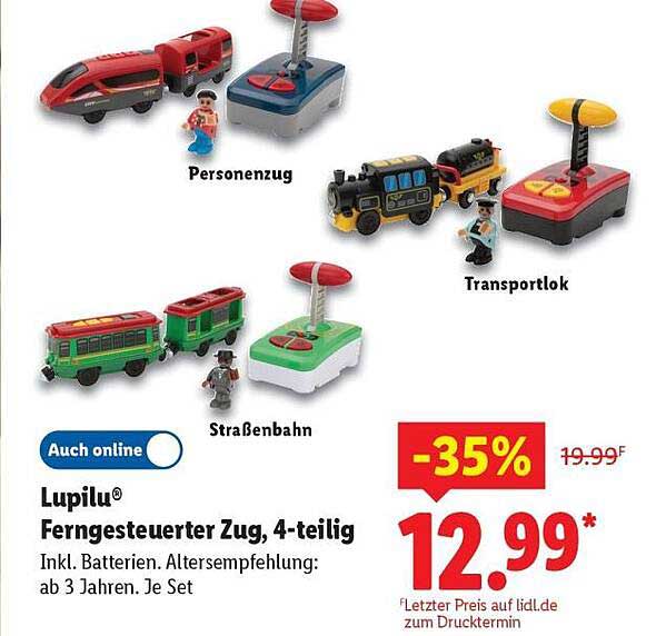 Lupilu® Ferngesteuerter Zug, 4-teilig