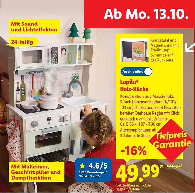 Lupilu® Holz-Küche 24-teilig mit Sound- und Lichteffekten