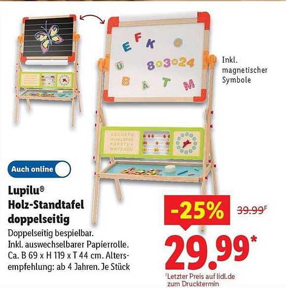 Lupilu® Holz-Standtafel doppelseitig