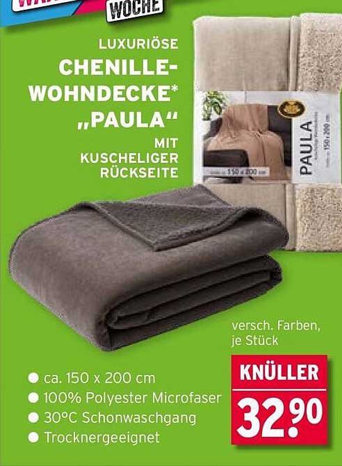 LUXURIÖSE CHENILLE-WOHNDECKE "PAULA" MIT KUSCHELIGER RÜCKSEITE