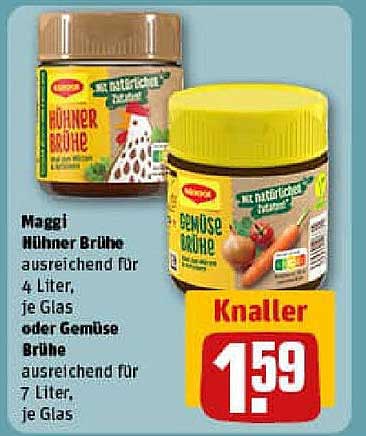 Maggi Hühner Brühe oder Gemüse Brühe, je Glas