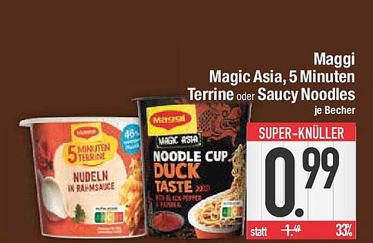 Maggi Magic Asia, 5 Minuten Terrine oder Saucy Noodles je Becher