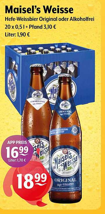 Maisel's Weisse Hefe-Weißbier Original oder Alkoholfrei 20 x 0,5 l