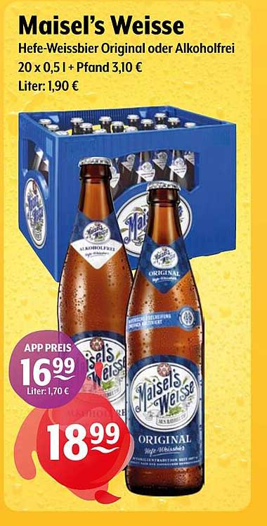 Maisel’s Weisse Hefe-Weissbier Original oder Alkoholfrei 20 x 0,5 l