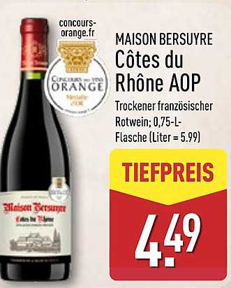 MAISON BERSUYRE Côtes du Rhône AOP - Trockenfranzösischer Rotwein