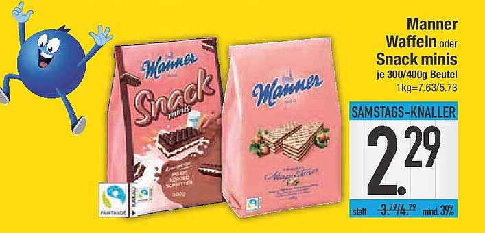 Manner Waffeln oder Snack minis je 300/400g Beutel