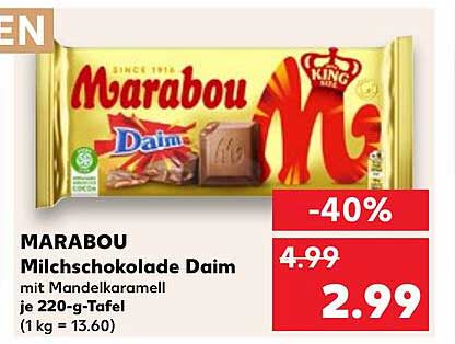MARABOU Milchschokolade Daim mit Mandelkaramell je 220-g-Tafel