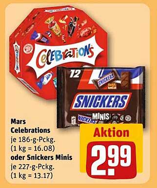 Mars Celebrations oder Snickers Minis - Aktion