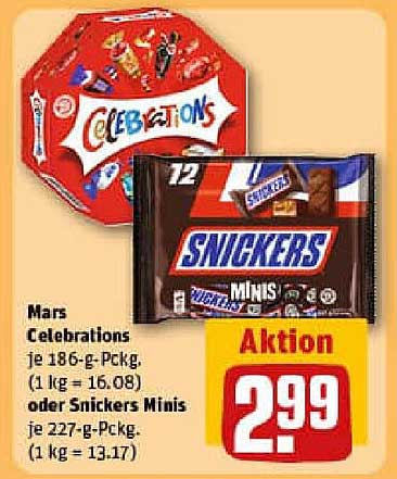 Mars Celebrations oder Snickers Minis für nur 2,99 €