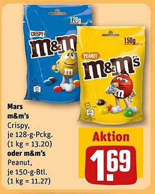 Mars m&m’s Crispy 128 g oder m&m’s Peanut 150 g - Aktion