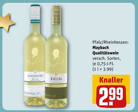 Maybach Qualitätswein verschiedene Sorten, je 0,75-l-Fl.
