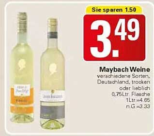 Maybach Weine - verschiedene Sorten, Deutschland, 0,75L